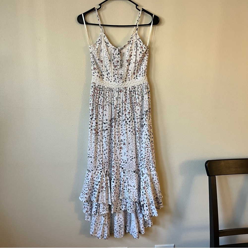 Japan Elegant White and Blue floral Women's Dress
